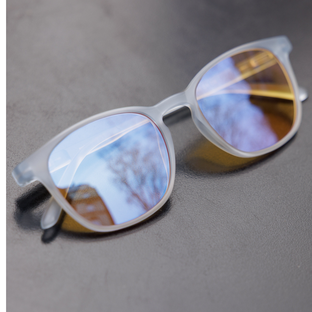 EK55: Ice Blue Frame – Yellow Lens