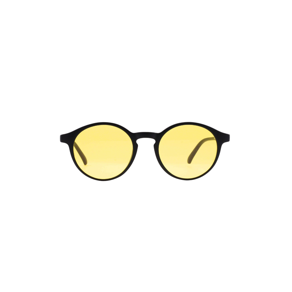 EK5 Round Black Frame – photochromic blue light Yellow Lens