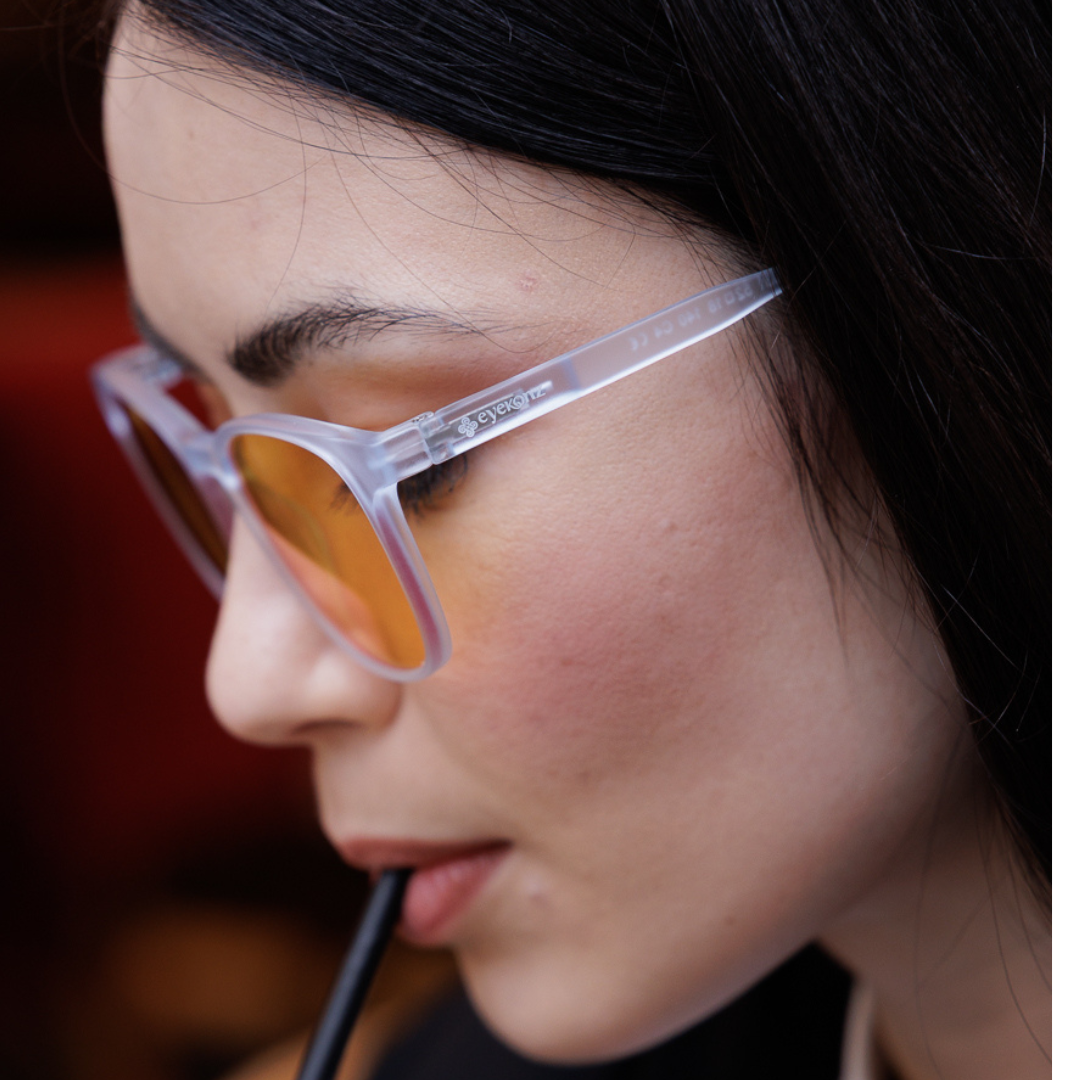 EK55: Ice Blue Frame – Yellow Lens