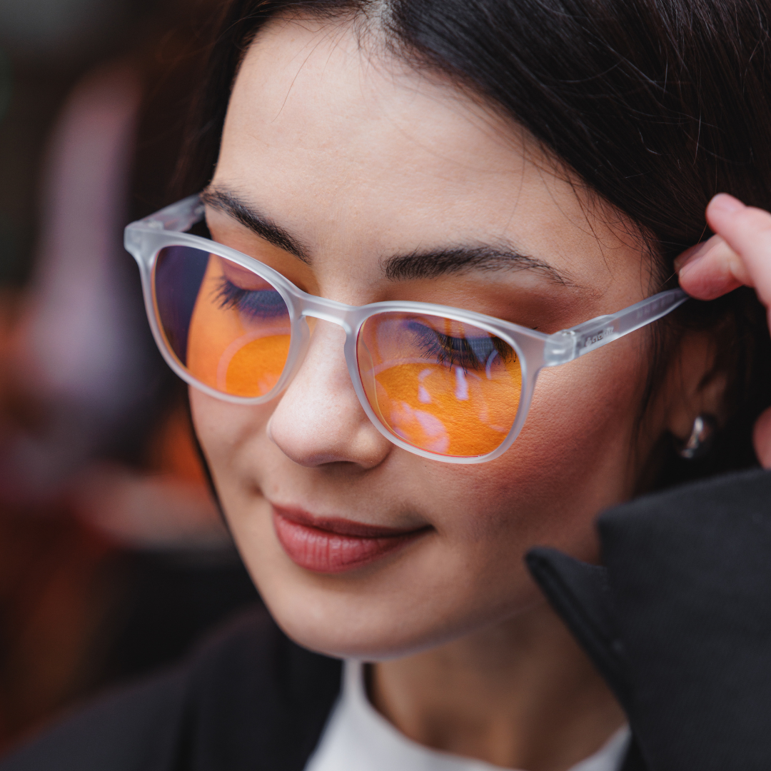 EK55: Ice Blue Frame – Yellow Lens